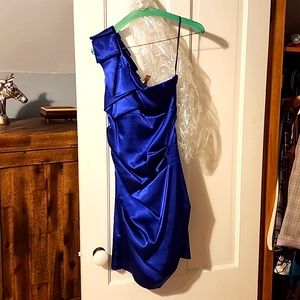 Satin Blue Midi Gown
